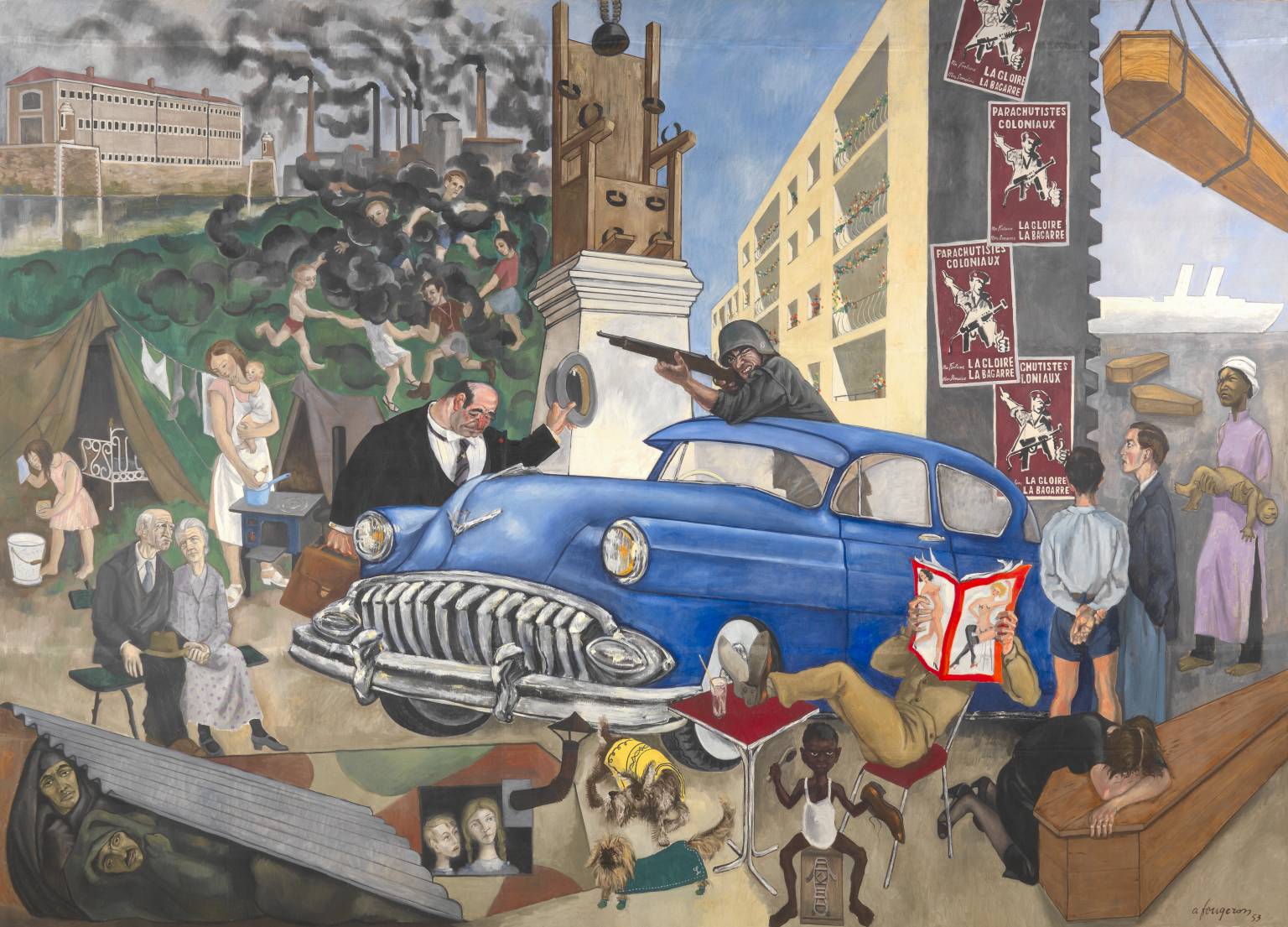 André Fougeron, Civilisation Atlantique, 1953, huile sur toile, 380 x 559 cm, Londres, Tate Modern. © The estate of the André Fougeron. Source : https://www.tate.org.uk/art/artworks/fougeron-atlantic-civilisation-t07645