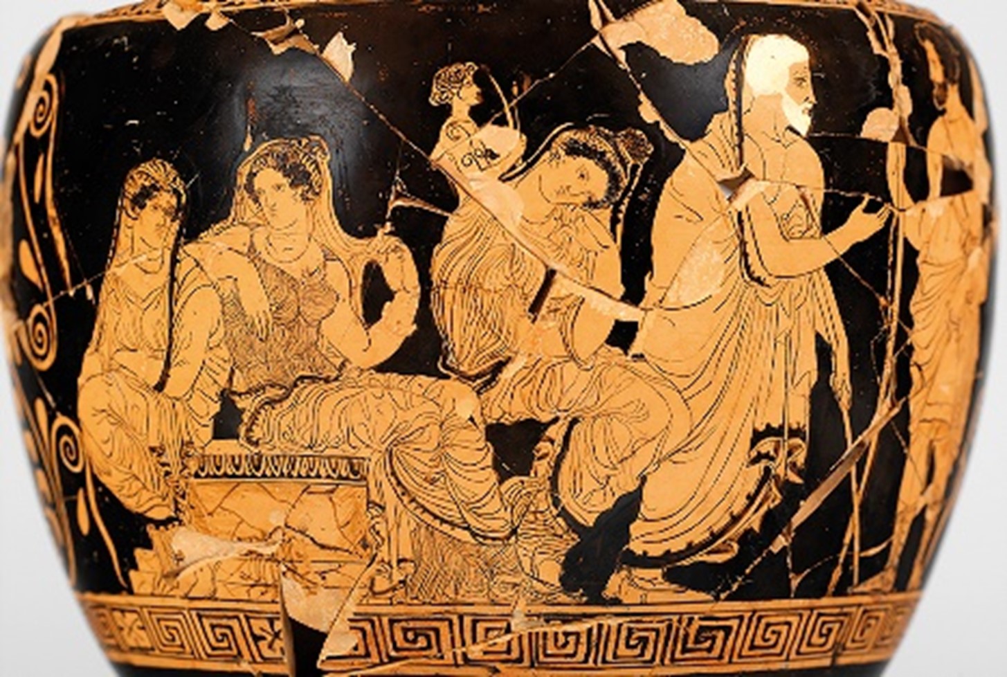 Attribué à l'atelier des Peintres de Dolon et Creuse, lebes nuptial à figures rouges, côté gauche, Métaponte, Musée Archéologique National.