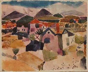 Paul Klee, Vue de Saint-Germain, 1914, aquarelle sur papier, 22,8 x 28,2 cm, Colombus, Columbus Museum of Art. Source : https://www.columbusmuseum.org/embark-collection/pages/OBJ2954/?sid=15&x=1333852