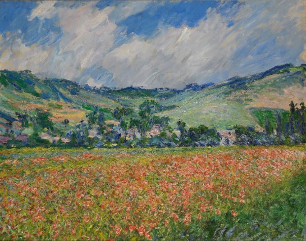 Claude Monet, Champ de coquelicots, environs de Giverny, 1885, huile sur toile, 65 x 81 cm, Paris, musée d’Orsay. © Réunion des musées nationaux Grand Palais. Source : https://www.pop.culture.gouv.fr/notice/mnr/MNR00639