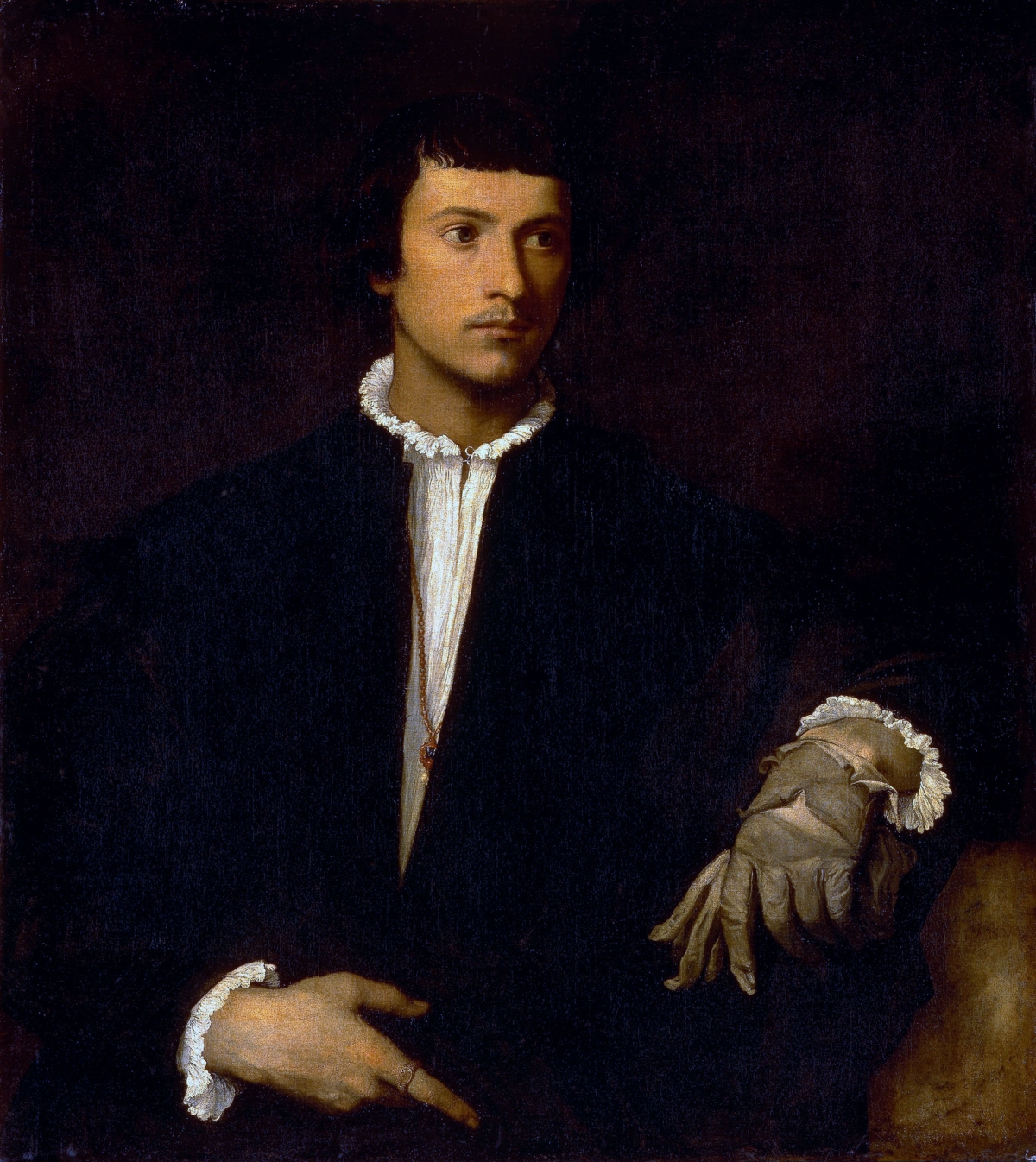 L’homme au gant, Titien, 1520-1523, huile sur toile, 100x89 cm, Musée du Louvres, Paris.  https://www.tableauxcelebres.com/oeuvres/peinture/l-homme-au-gant.html?PHPSESSID=b5cca762a8224c8ff029c439368d2dfe