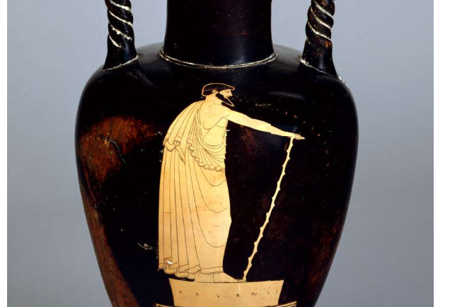 Amphore à figure rouges attribuée au peintre de Kleophradès, 1843, Londres, British Museum, inv. 1103.34. (https://www.britishmuseum.org/collection/object/G_1843-1103-34)